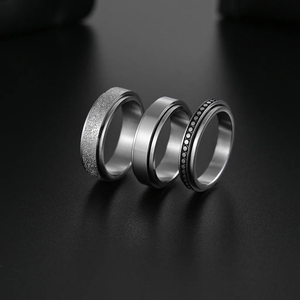 Gilded Grace™ | 8 Pack Stainless Steel Fidget Rings