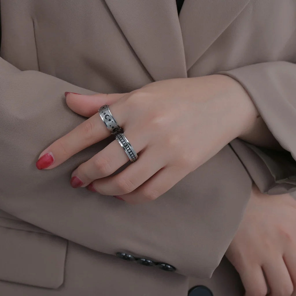 Gilded Grace™ | 8 Pack Stainless Steel Fidget Rings